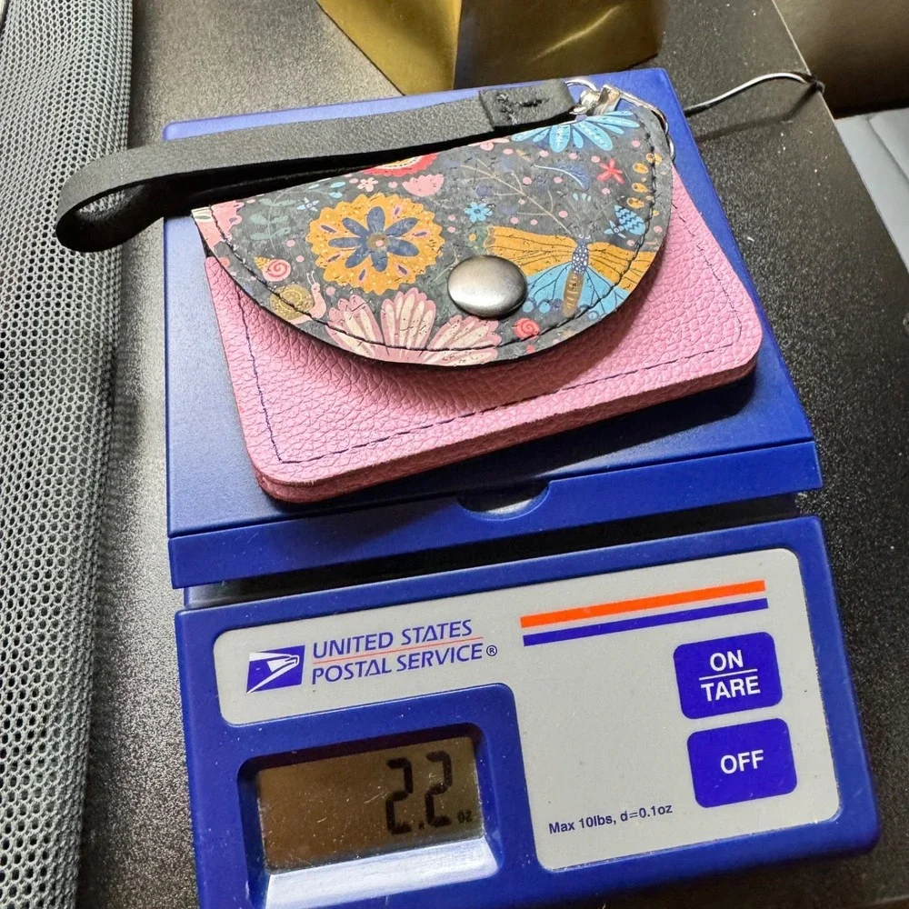 Cork Card Wallet Womens Floral Butterfly Pink Wristlet Coin Purse Holder